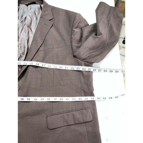 Prontomodo Europa Men 2pc Suit 100% Merino Wool 50R 44x27 Brown Micro Check - Picture 12 of 16
